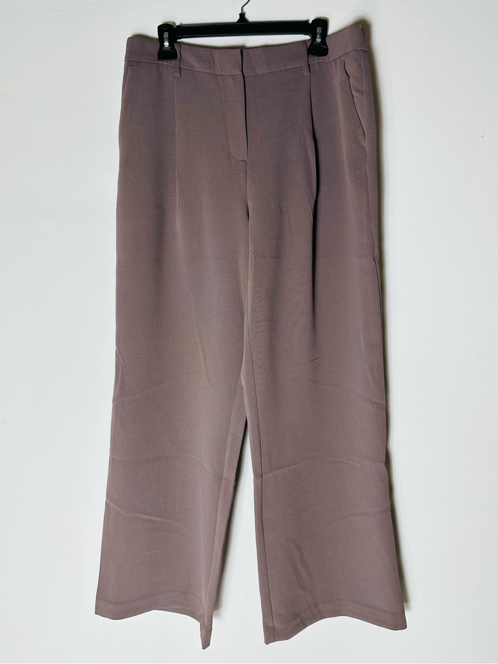 DKNY Mauve Pleated Front Comfort Waist Wide Leg Pants 14 Career Wear
